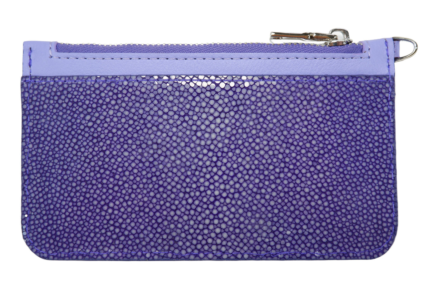 Genuine Polished Stingray Skin Leather Business & Credit Card Holder Zip Wallet Coins Purse