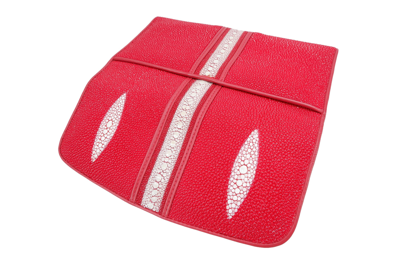 Genuine Row Stingray Skin Leather Women's Trifold Clutch Wallet Purse