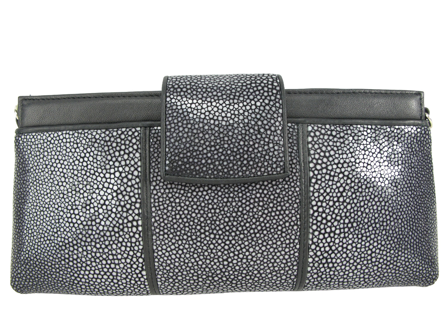 PELGIO Genuine Polished Stingray Skin Leather Women's Clutch & Crossbody Purse