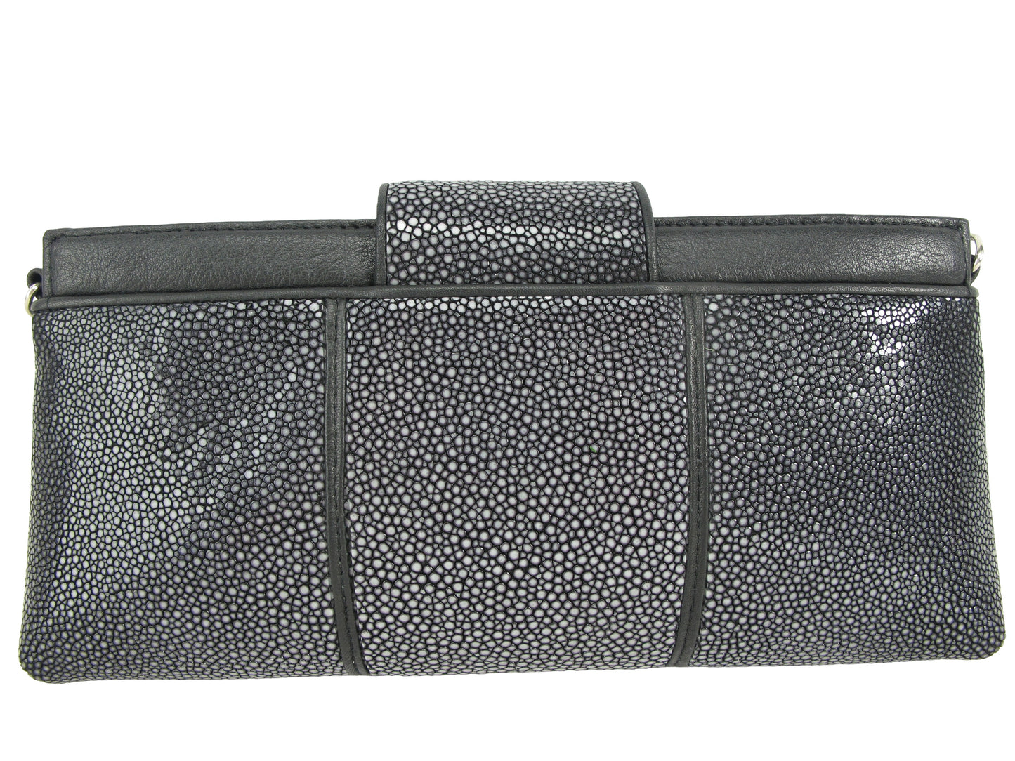 PELGIO Genuine Polished Stingray Skin Leather Women's Clutch & Crossbody Purse