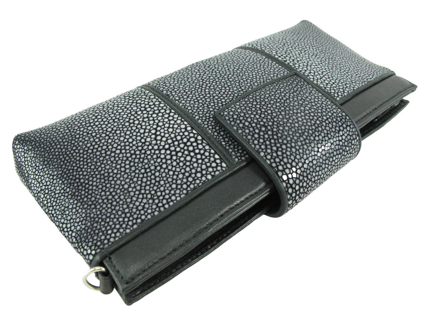 PELGIO Genuine Polished Stingray Skin Leather Women's Clutch & Crossbody Purse