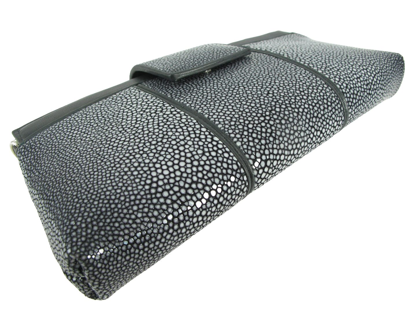 PELGIO Genuine Polished Stingray Skin Leather Women's Clutch & Crossbody Purse