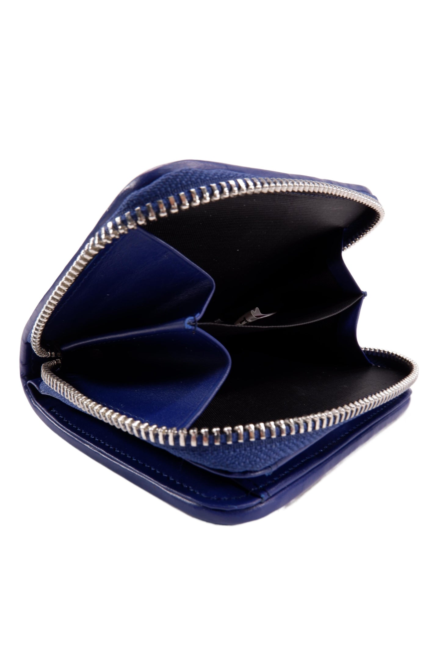 Genuine Polished Stingray Skin Leather Intrecciato Handmade Medium Zip Around Clutch Wallet Purse