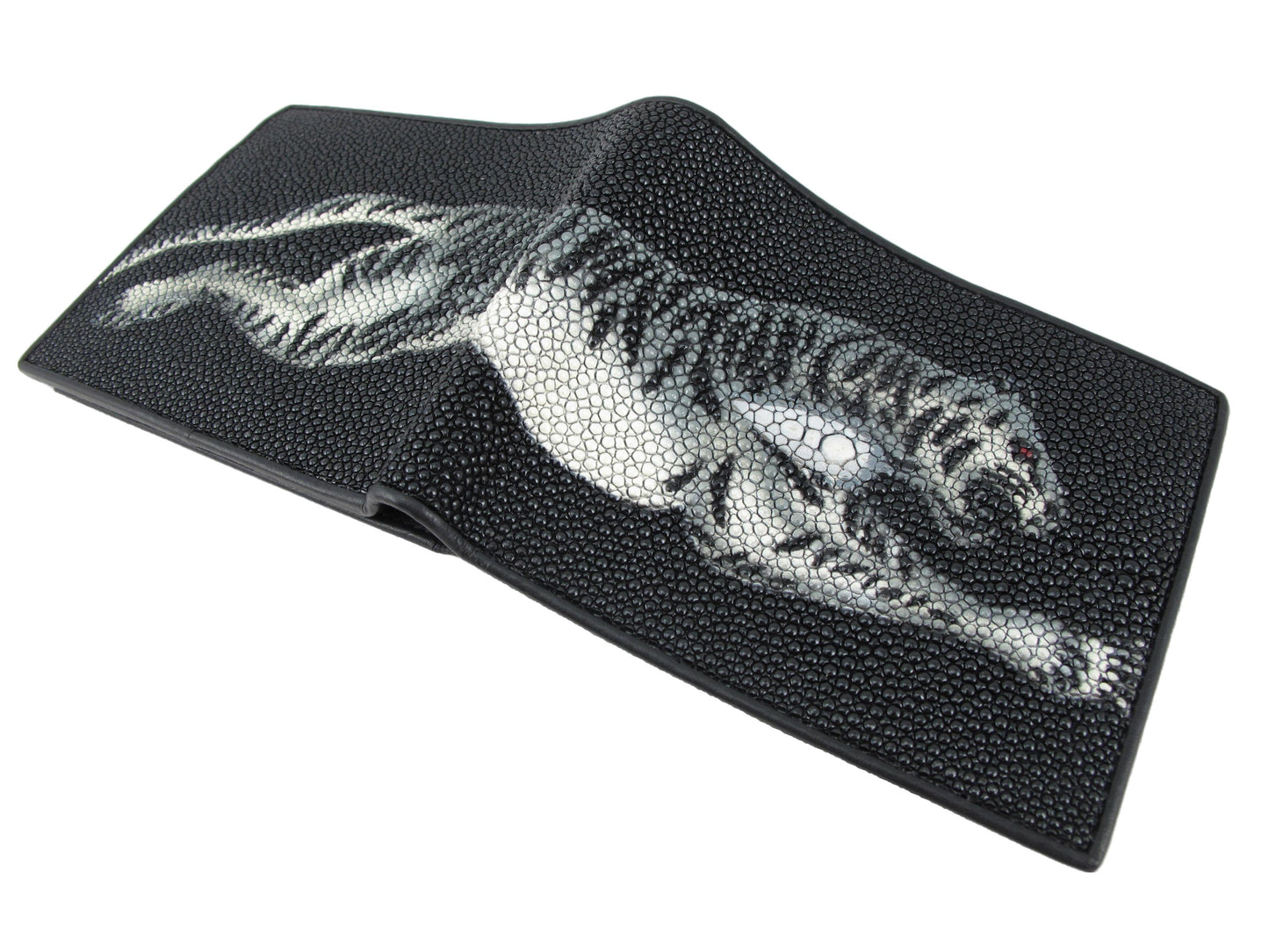 Genuine Stingray Skin Leather Bifold Men's Wallet Tiger Printed
