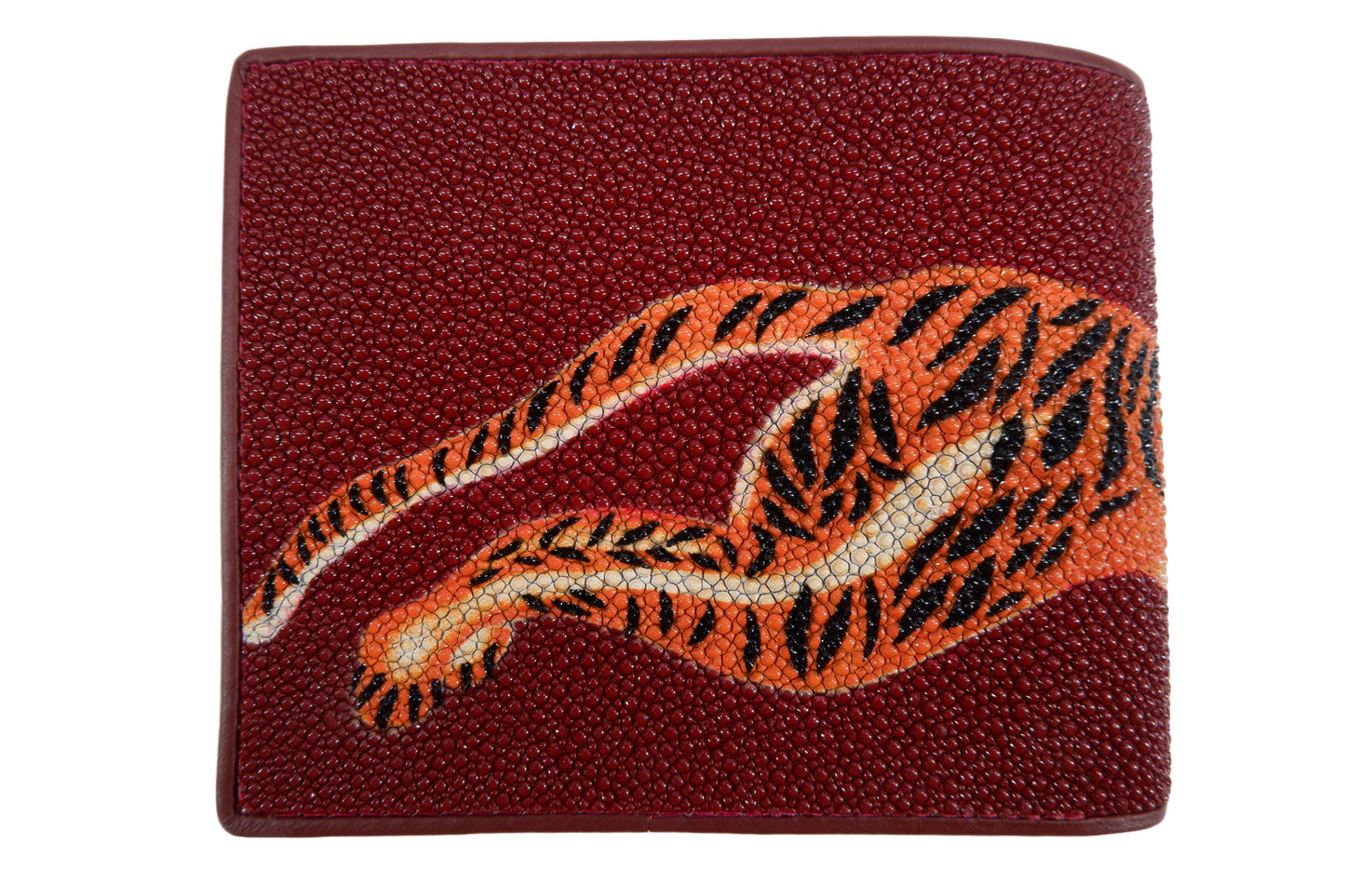 Genuine Stingray Skin Leather Bifold Men's Wallet Tiger Printed