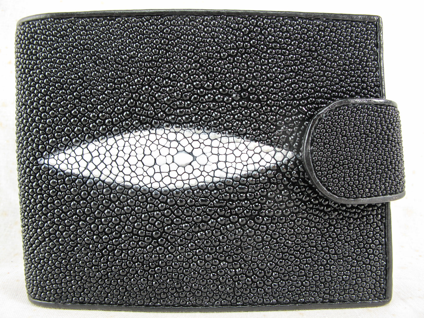 Genuine Stingray Skin Leather Large Coins Bifold Unisex Wallet