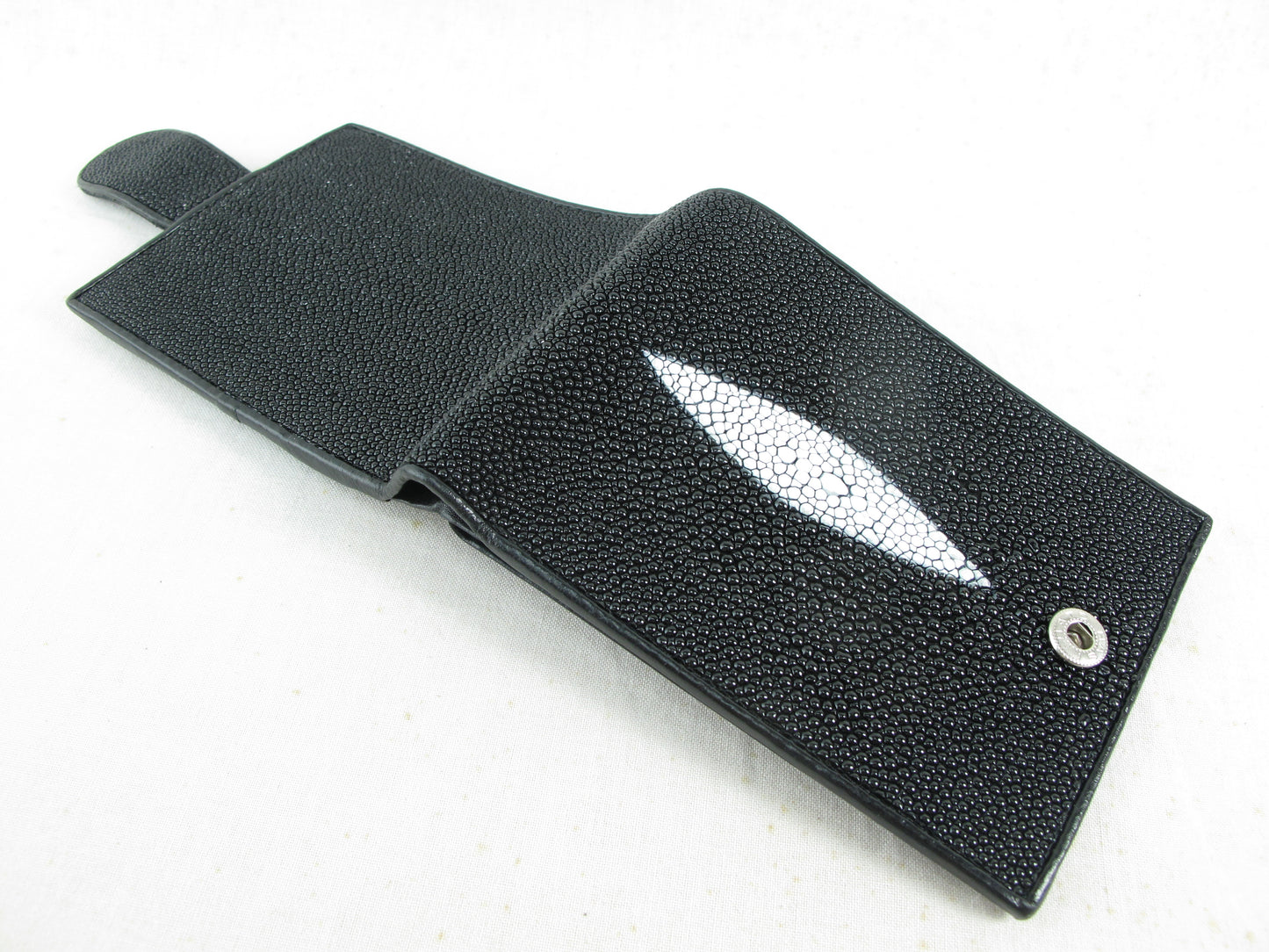 Genuine Stingray Skin Leather Large Coins Bifold Unisex Wallet