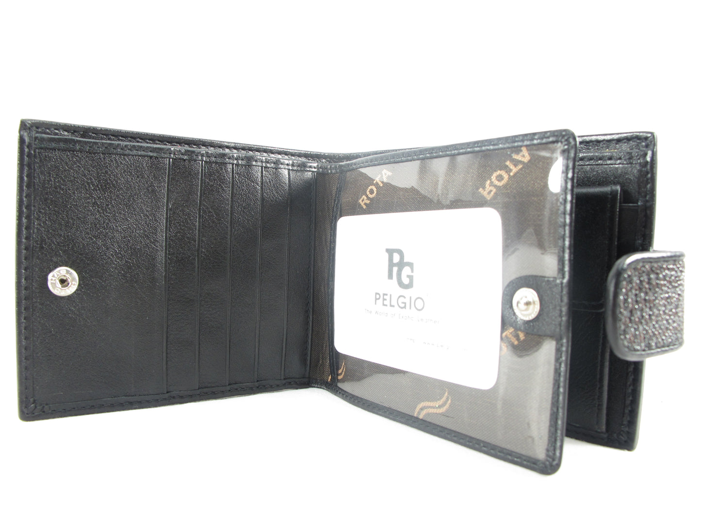 Genuine Stingray Skin Leather Large Coins Bifold Unisex Wallet