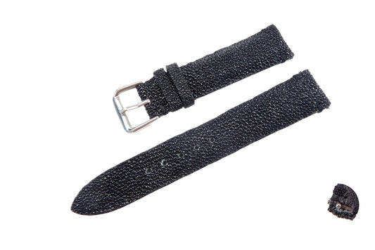 Genuine Stingray Skin Leather Quick Release Watch Strap Black Band with Buckle