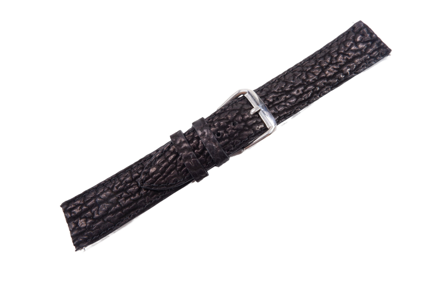 Genuine Shark Skin Leather Quick Release Watch Strap Black Band with Buckle