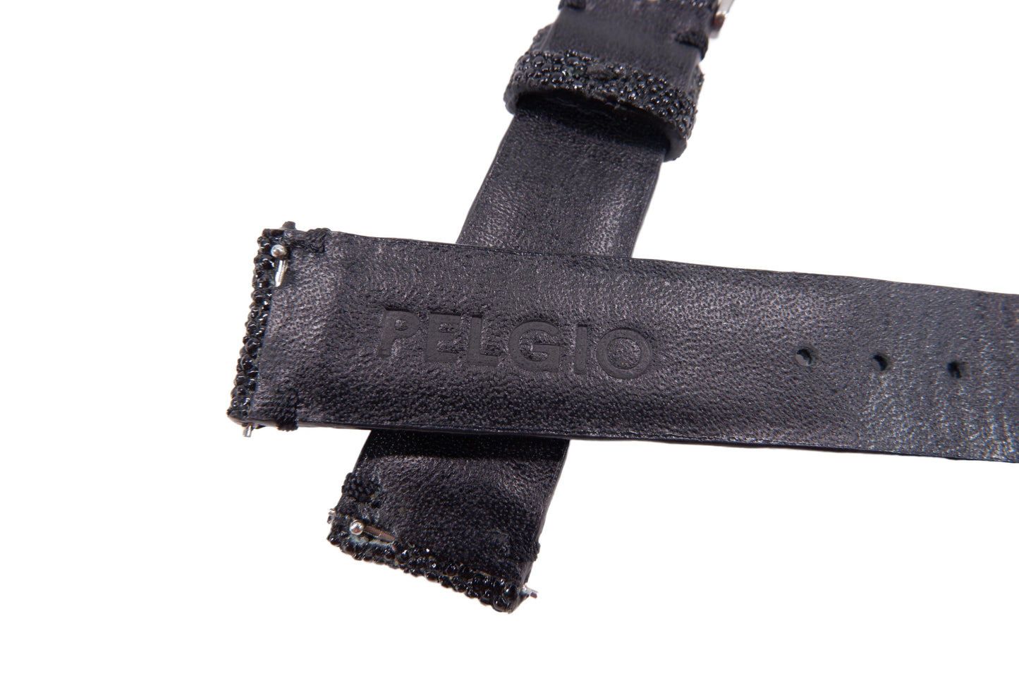 Genuine Stingray Skin Leather Quick Release Watch Strap Black Band with Buckle