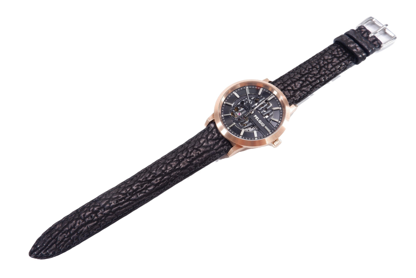 Genuine Shark Skin Leather Quick Release Watch Strap Black Band with Buckle