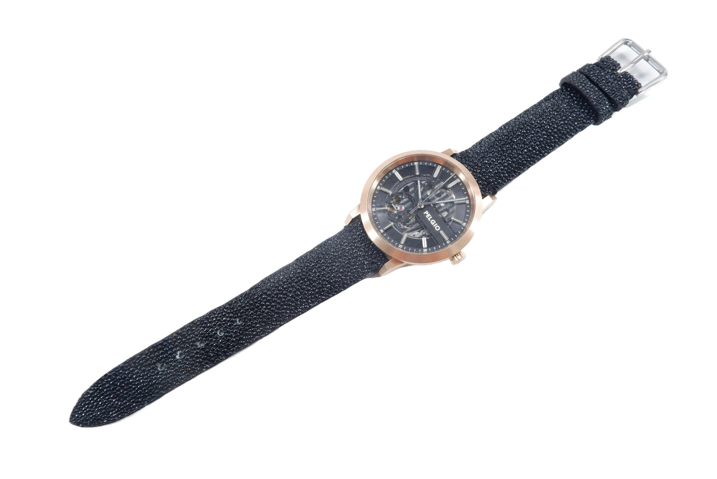 Genuine Stingray Skin Leather Quick Release Watch Strap Black Band with Buckle