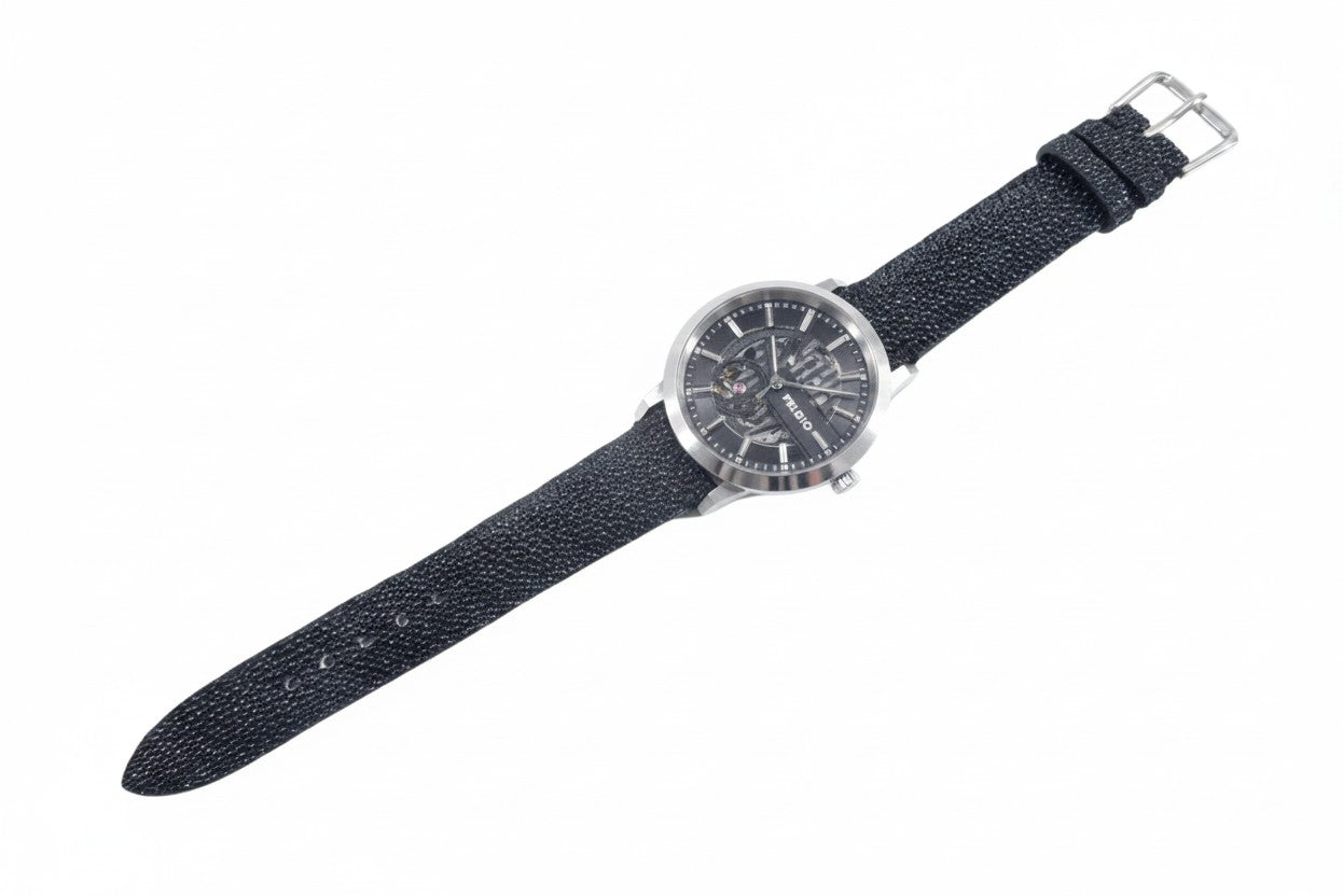 Genuine Stingray Skin Leather Quick Release Watch Strap Black Band with Buckle