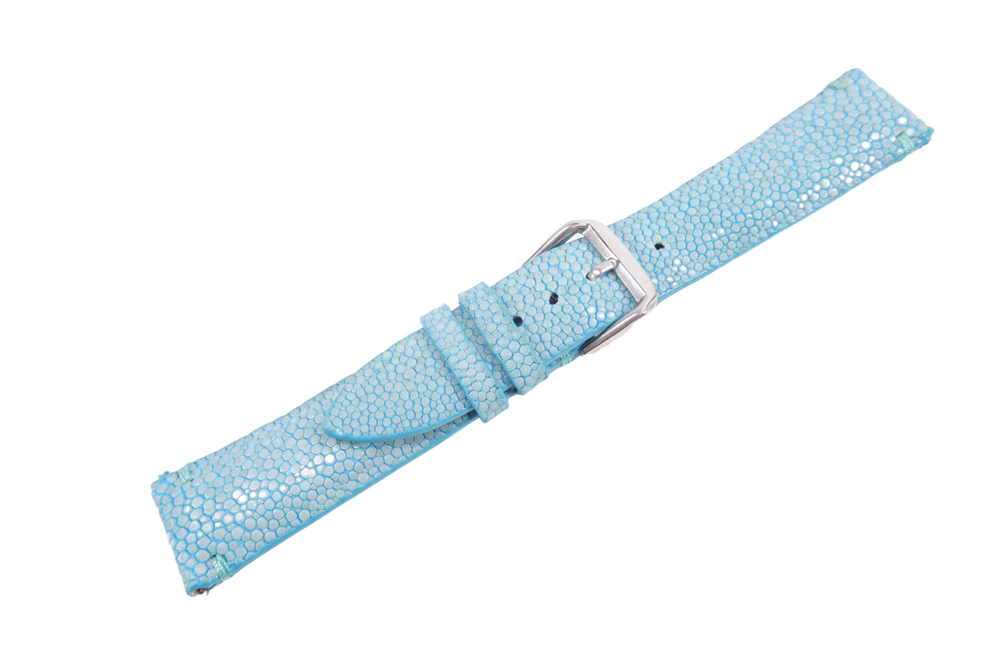 Genuine Polished Stingray Skin Leather Quick Release Watch Strap Blue Band with Buckle