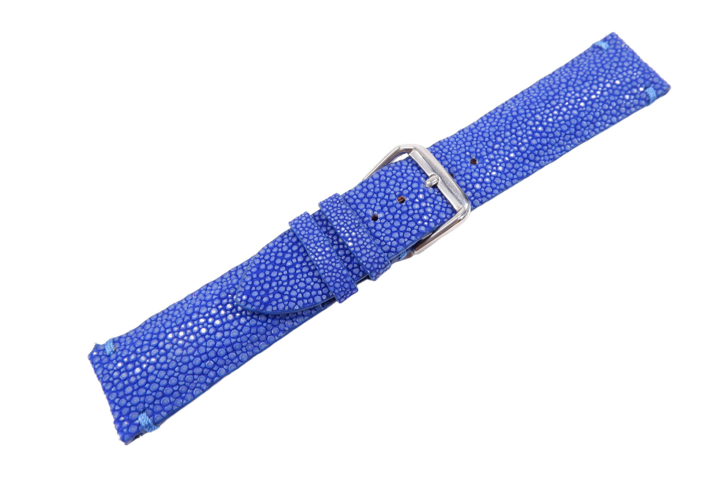 Genuine Polished Stingray Skin Leather Quick Release Watch Strap Blue Band with Buckle