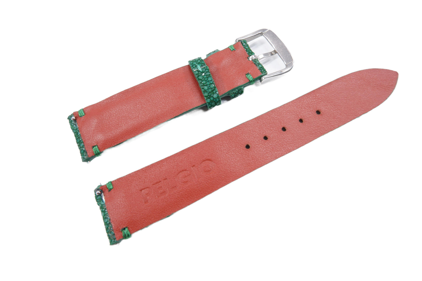 Genuine Polished Stingray Skin Leather Quick Release Watch Strap Green Band with Buckle