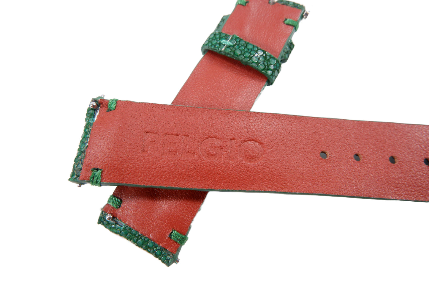 Genuine Polished Stingray Skin Leather Quick Release Watch Strap Green Band with Buckle