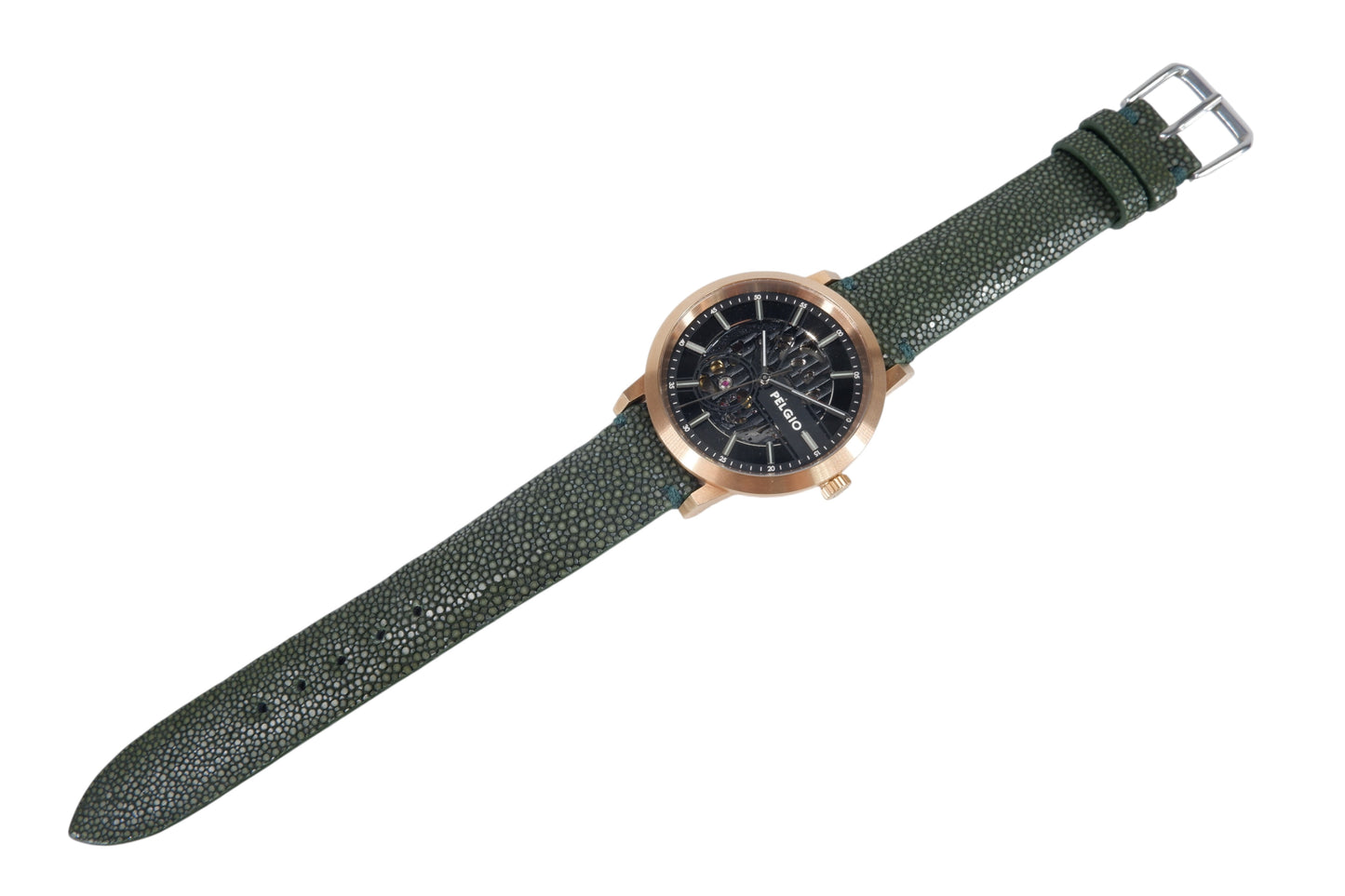 Genuine Polished Stingray Skin Leather Quick Release Watch Strap Green Band with Buckle