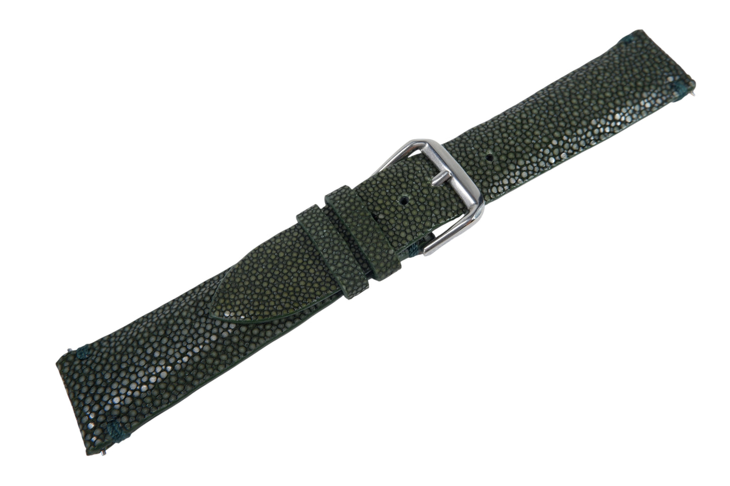 Genuine Polished Stingray Skin Leather Quick Release Watch Strap Green Band with Buckle