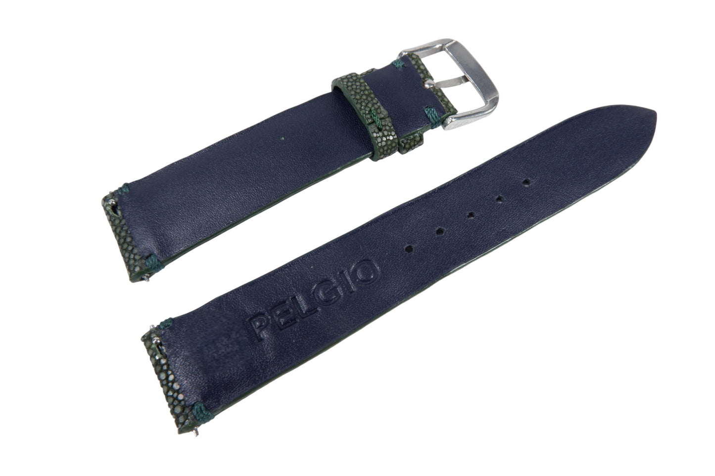 Genuine Polished Stingray Skin Leather Quick Release Watch Strap Green Band with Buckle