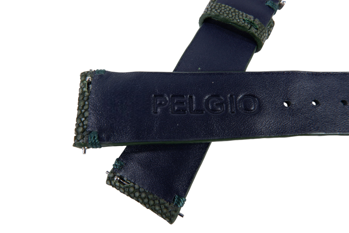 Genuine Polished Stingray Skin Leather Quick Release Watch Strap Green Band with Buckle