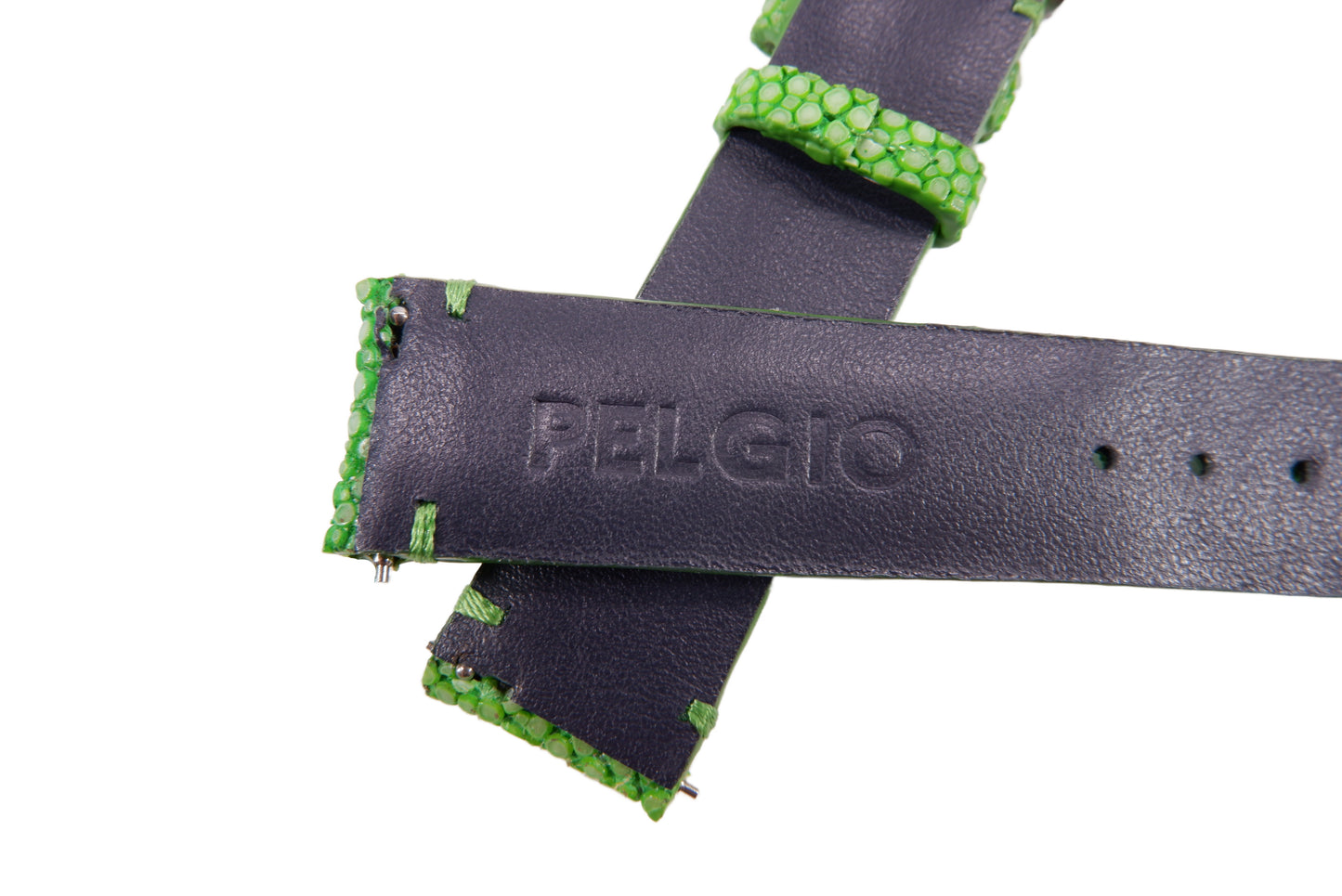 Genuine Polished Stingray Skin Leather Quick Release Watch Strap Green Band with Buckle