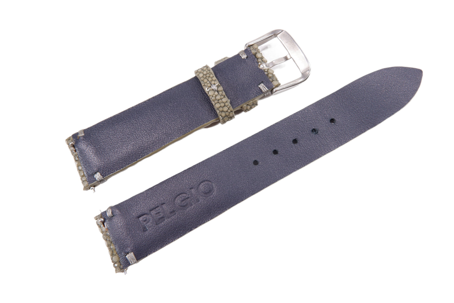 Genuine Polished Stingray Skin Leather Quick Release Watch Strap Grey Band with Buckle