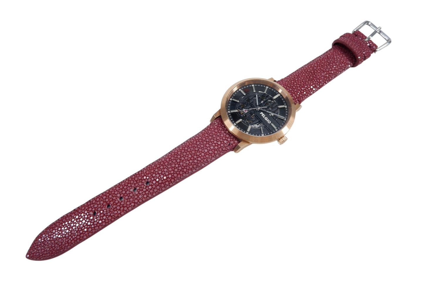 Genuine Polished Stingray Skin Leather Quick Release Watch Strap Red Band with Buckle