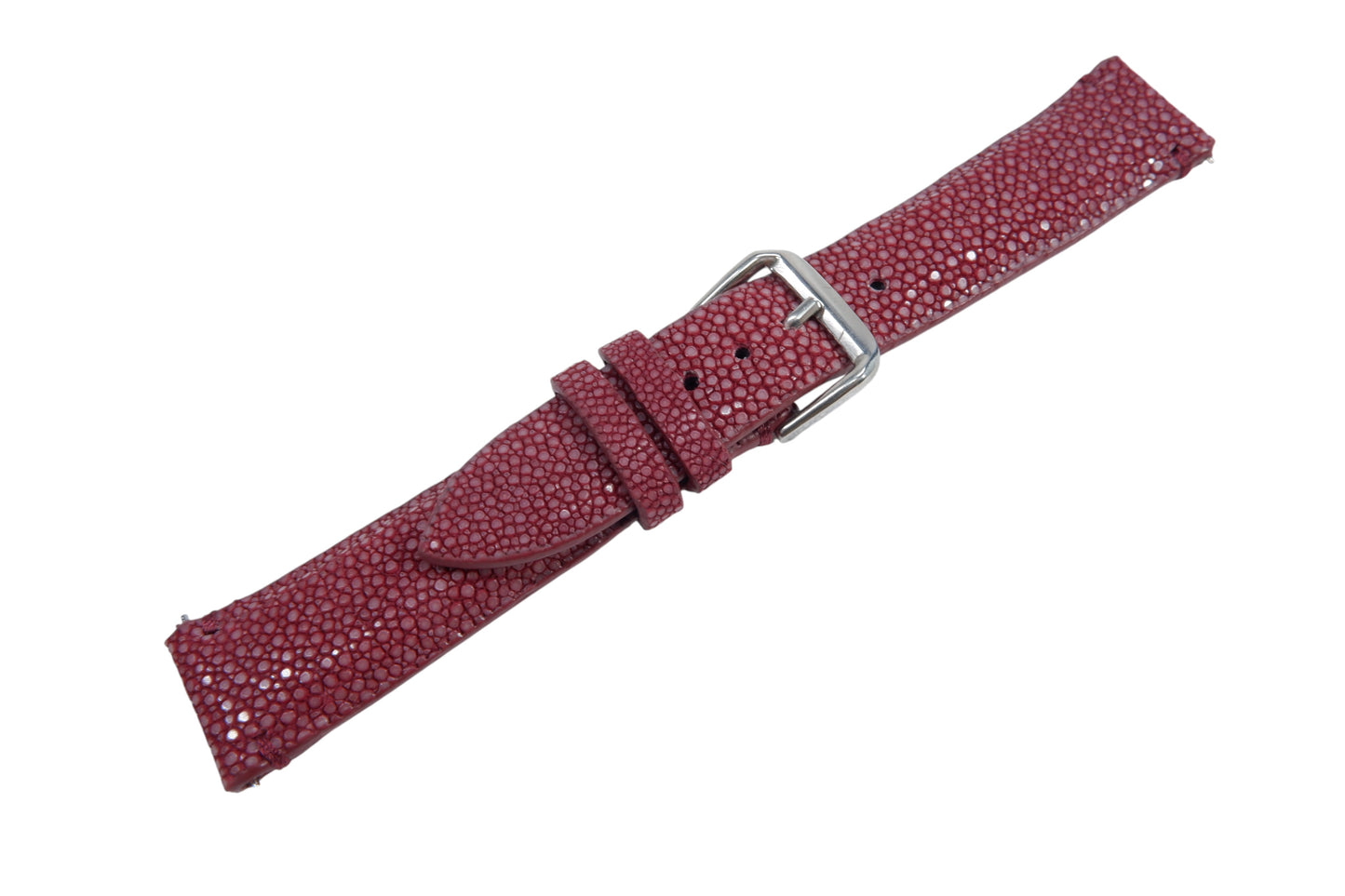 Genuine Polished Stingray Skin Leather Quick Release Watch Strap Red Band with Buckle