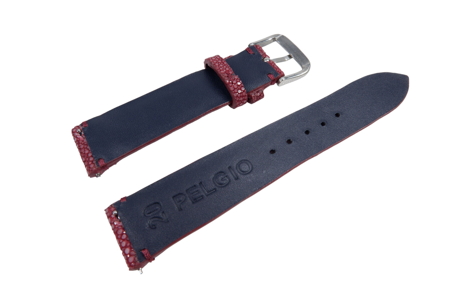 Genuine Polished Stingray Skin Leather Quick Release Watch Strap Red Band with Buckle