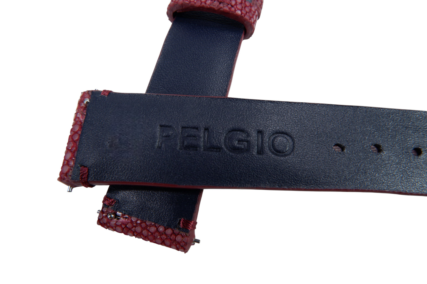 Genuine Polished Stingray Skin Leather Quick Release Watch Strap Red Band with Buckle