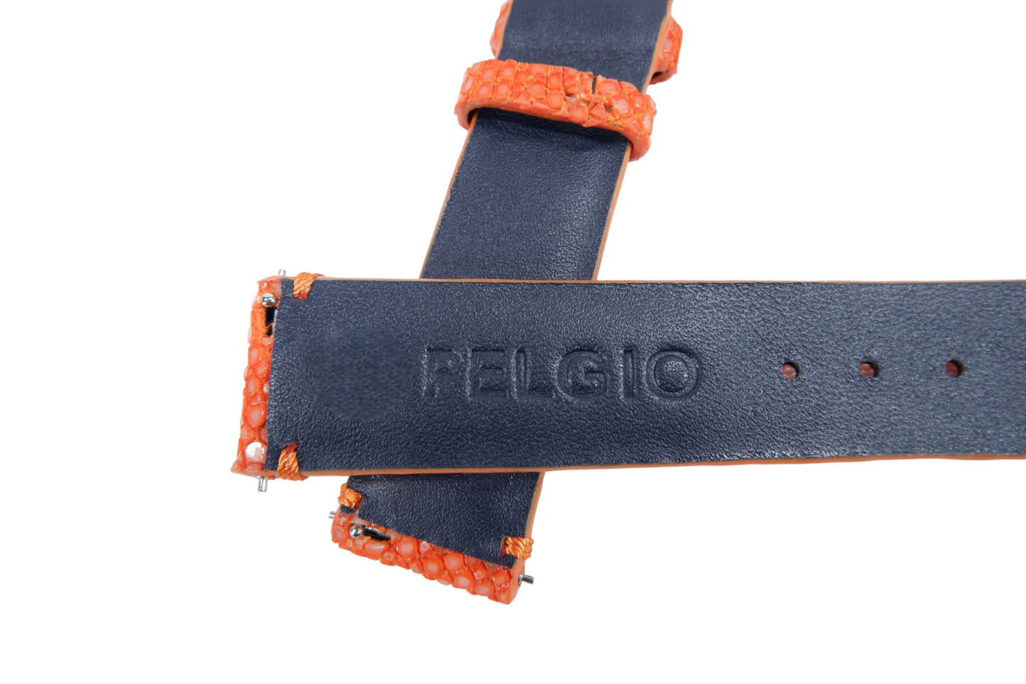 Genuine Polished Stingray Skin Leather Quick Release Watch Strap Orange Band with Buckle