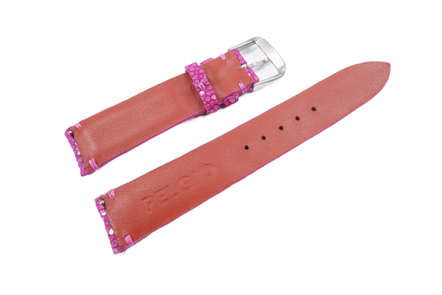 Genuine Polished Stingray Skin Leather Quick Release Watch Strap Purple Band with Buckle