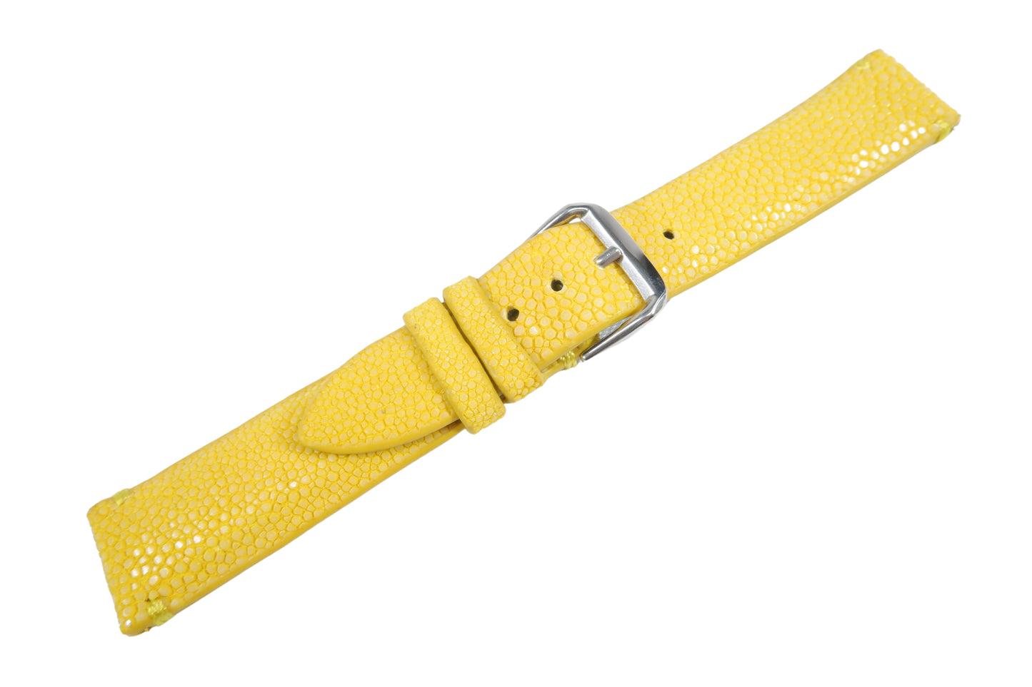 Genuine Polished Stingray Skin Leather Quick Release Watch Strap Yellow Band with Buckle