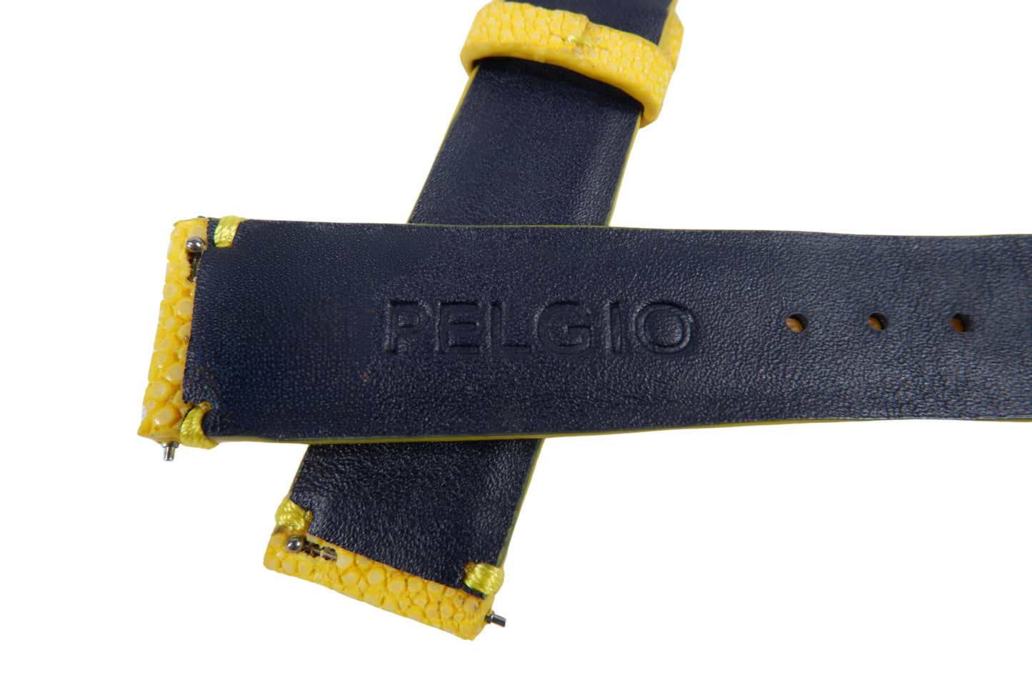 Genuine Polished Stingray Skin Leather Quick Release Watch Strap Yellow Band with Buckle