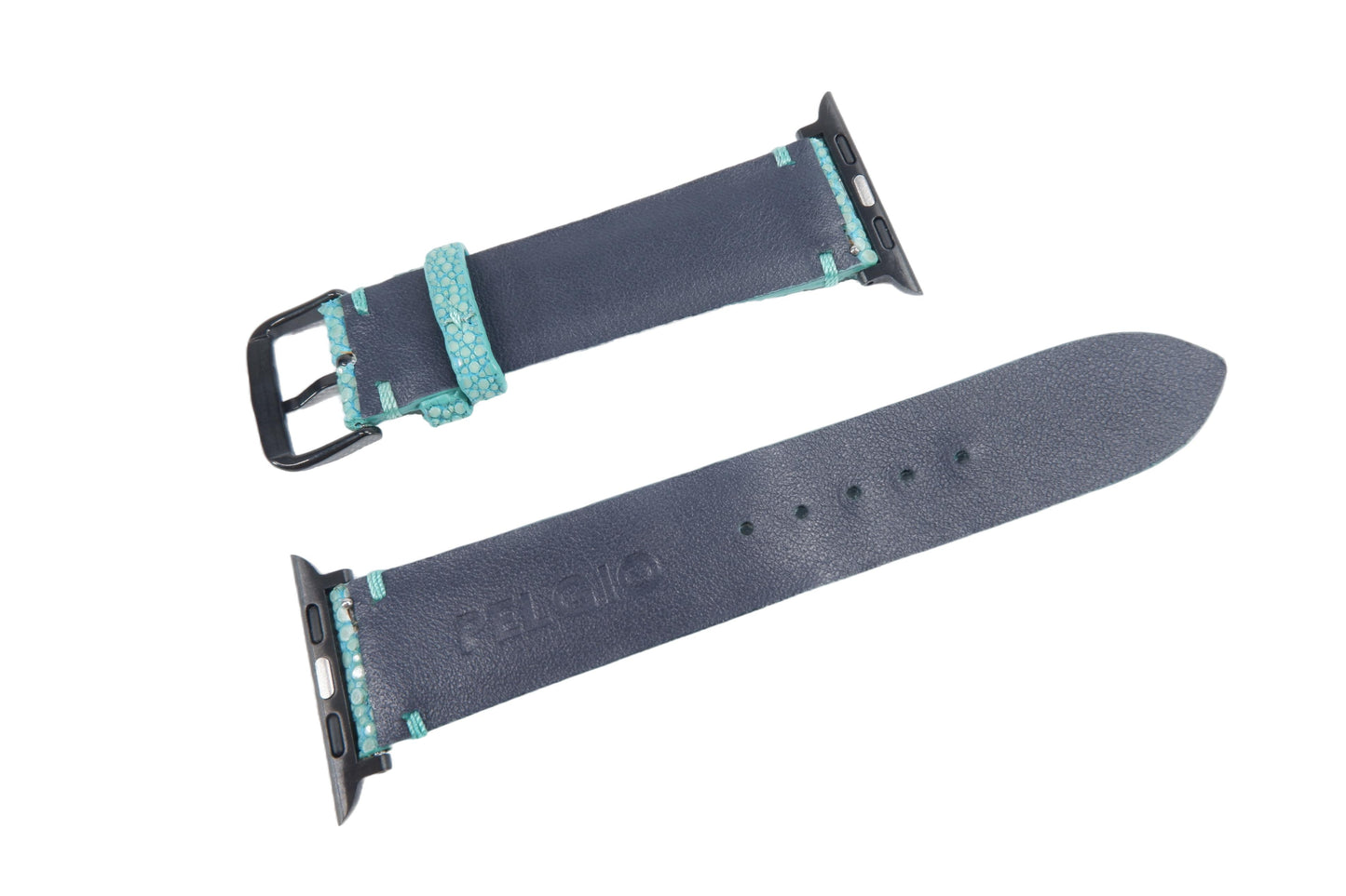 Genuine Polished Stingray Skin Leather Watch Strap Compatible with Apple Watch Ultra 1/2 Series 9/8/7/6/5/4/3/2/1/SE/SE2