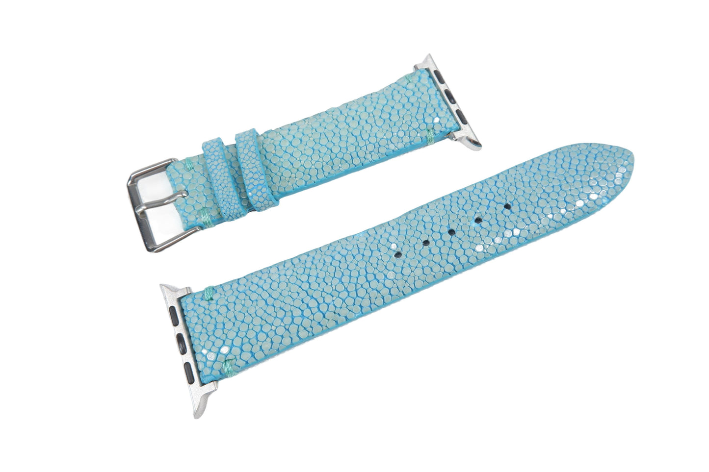 Genuine Polished Stingray Skin Leather Watch Strap Compatible with Apple Watch Ultra 1/2 Series 9/8/7/6/5/4/3/2/1/SE/SE2