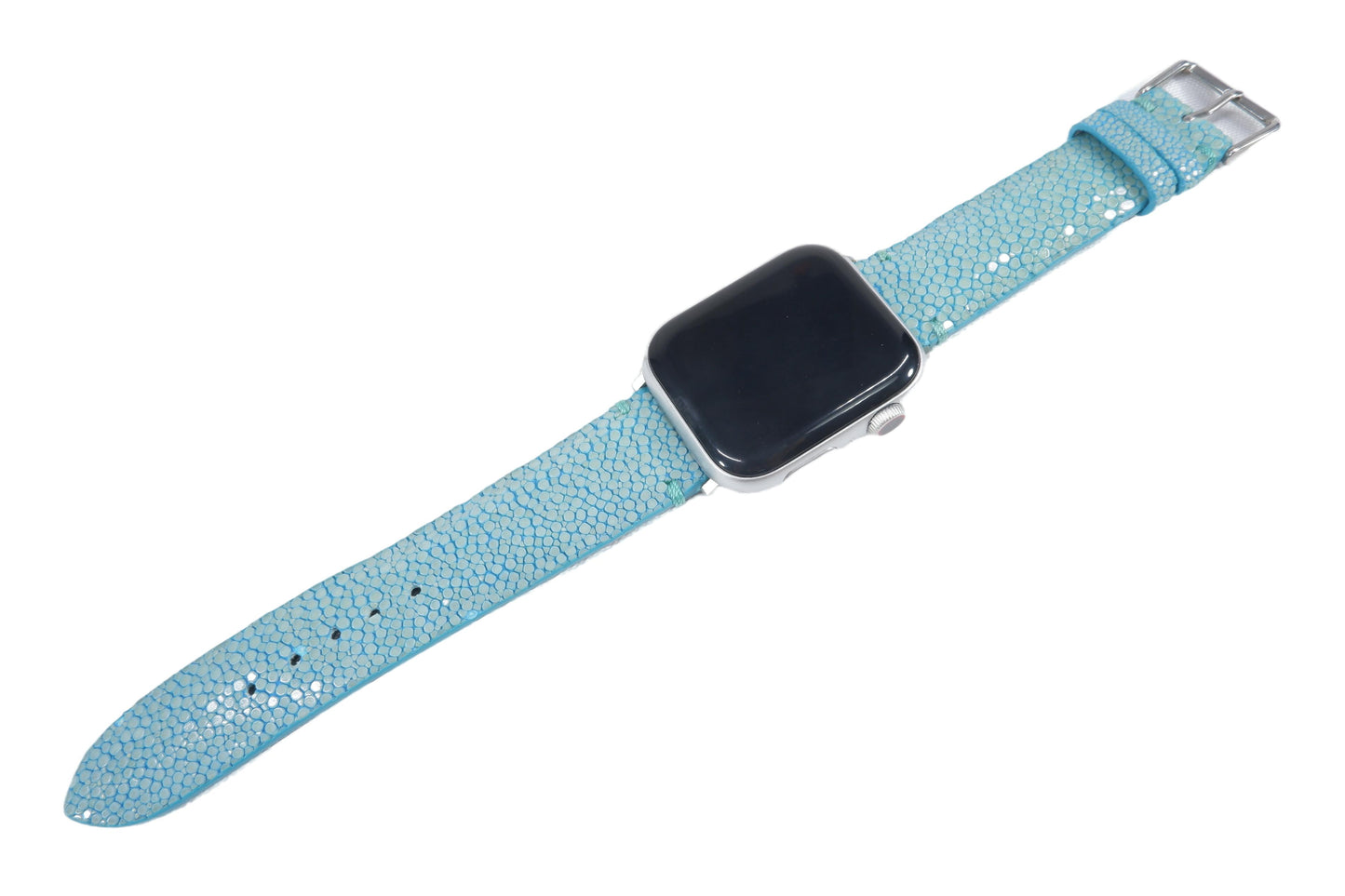 Genuine Polished Stingray Skin Leather Watch Strap Compatible with Apple Watch Ultra 1/2 Series 9/8/7/6/5/4/3/2/1/SE/SE2