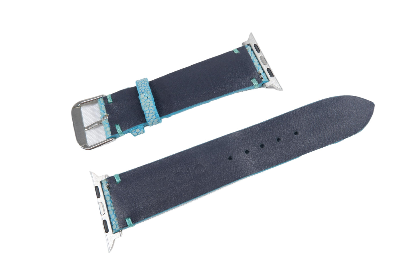 Genuine Polished Stingray Skin Leather Watch Strap Compatible with Apple Watch Ultra 1/2 Series 9/8/7/6/5/4/3/2/1/SE/SE2