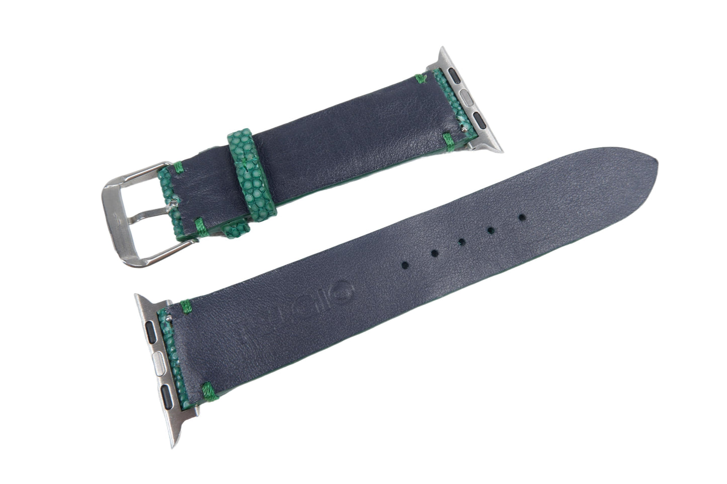 Genuine Polished Stingray Skin Leather Watch Strap Compatible with Apple Watch Ultra 1/2 Series 9/8/7/6/5/4/3/2/1/SE/SE2