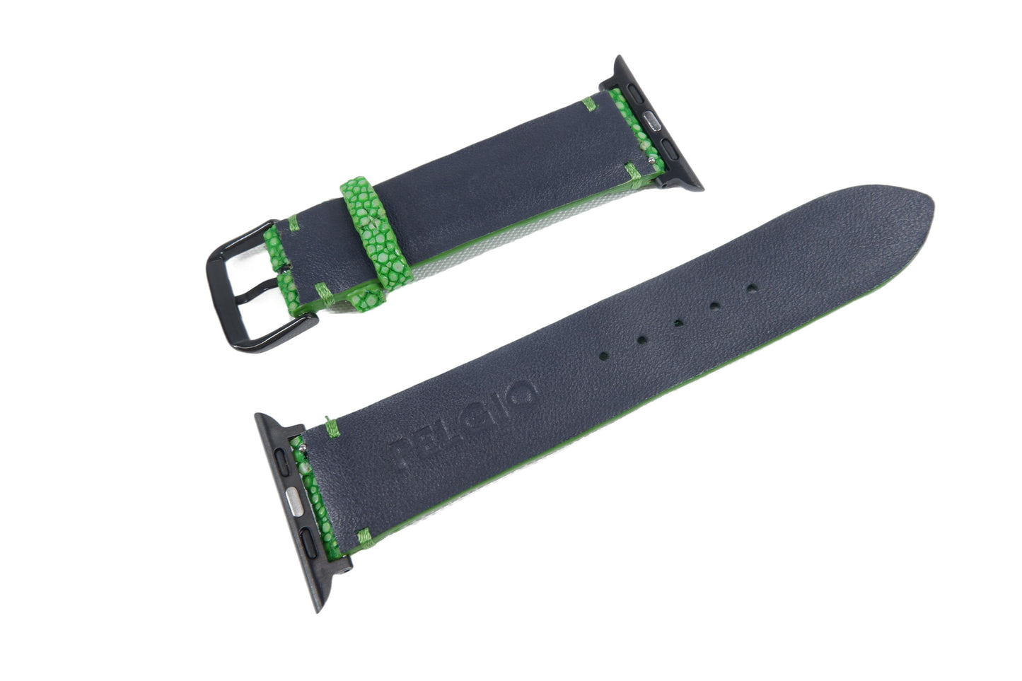 Genuine Polished Stingray Skin Leather Watch Strap Compatible with Apple Watch Ultra 1/2 Series 9/8/7/6/5/4/3/2/1/SE/SE2