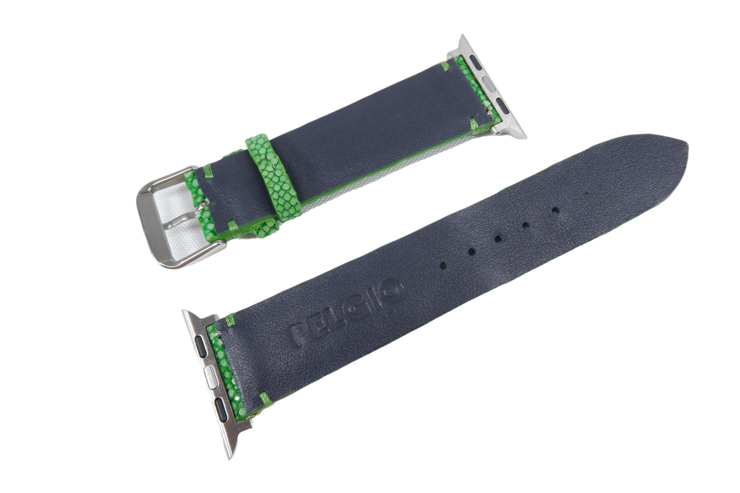 Genuine Polished Stingray Skin Leather Watch Strap Compatible with Apple Watch Ultra 1/2 Series 9/8/7/6/5/4/3/2/1/SE/SE2