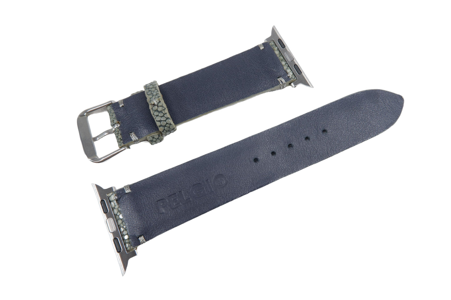 Genuine Polished Stingray Skin Leather Watch Strap Compatible with Apple Watch Ultra 1/2 Series 9/8/7/6/5/4/3/2/1/SE/SE2