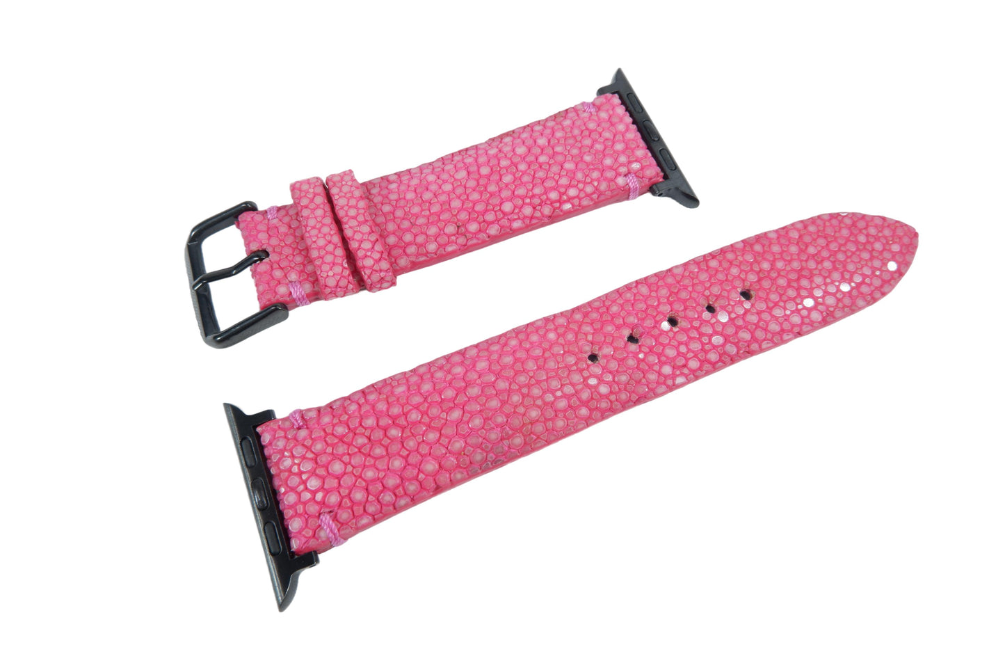 Genuine Polished Stingray Skin Leather Watch Strap Compatible with Apple Watch Ultra 1/2 Series 9/8/7/6/5/4/3/2/1/SE/SE2