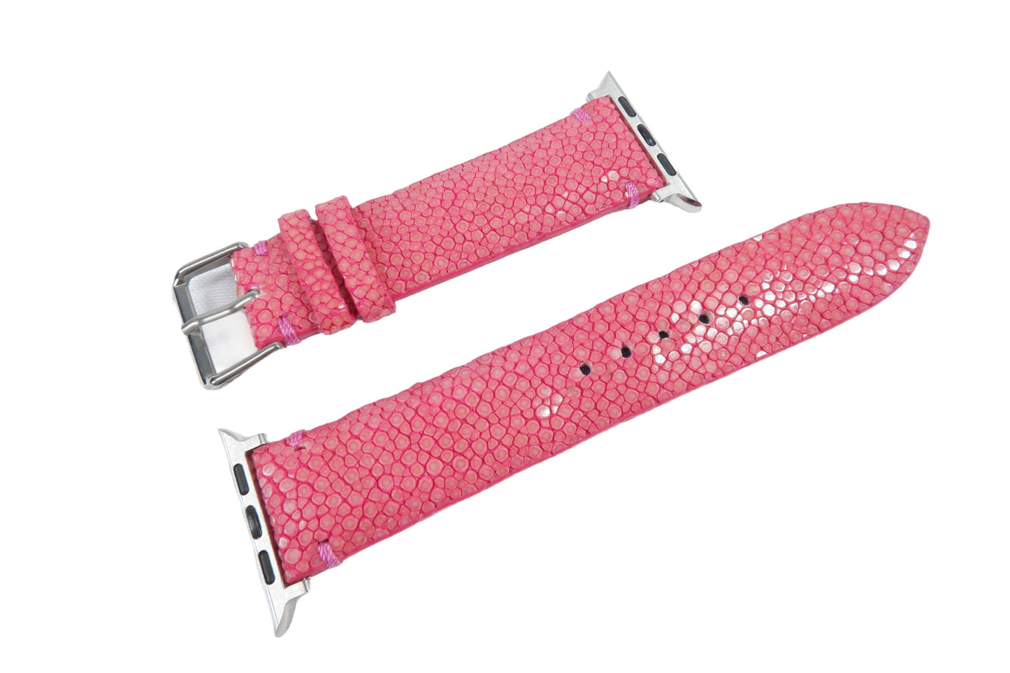 Genuine Polished Stingray Skin Leather Watch Strap Compatible with Apple Watch Ultra 1/2 Series 9/8/7/6/5/4/3/2/1/SE/SE2