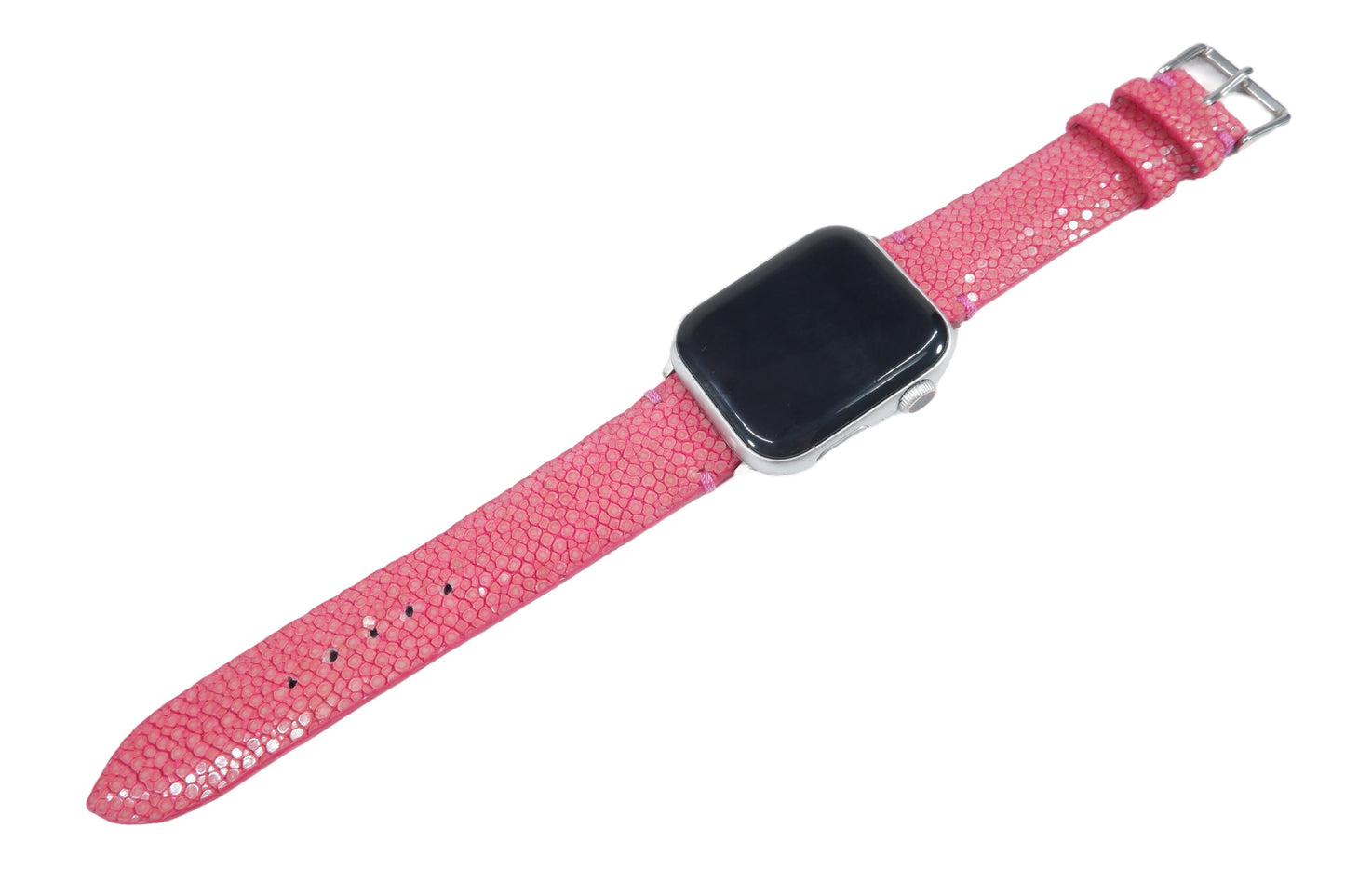Genuine Polished Stingray Skin Leather Watch Strap Compatible with Apple Watch Ultra 1/2 Series 9/8/7/6/5/4/3/2/1/SE/SE2
