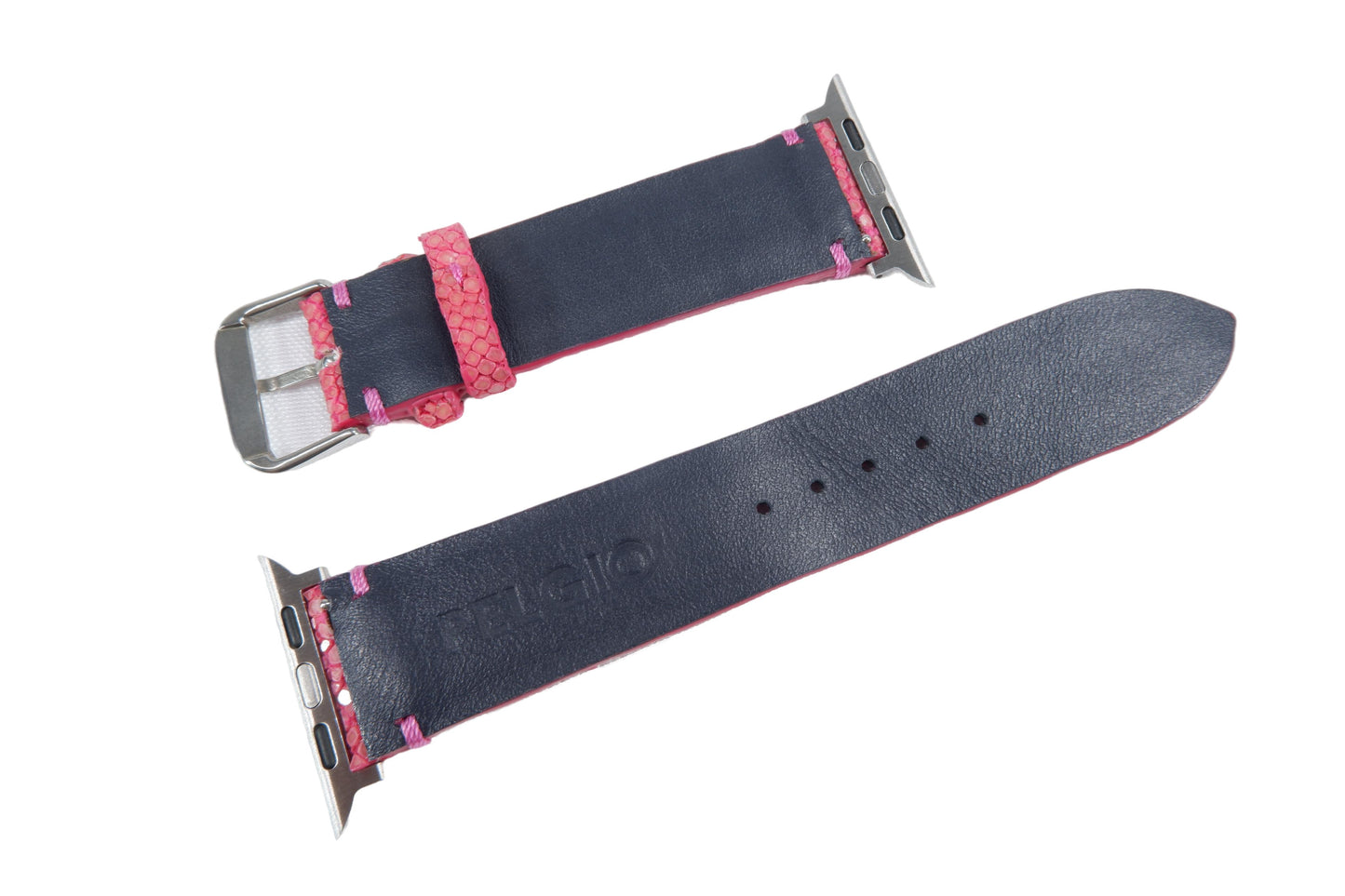 Genuine Polished Stingray Skin Leather Watch Strap Compatible with Apple Watch Ultra 1/2 Series 9/8/7/6/5/4/3/2/1/SE/SE2