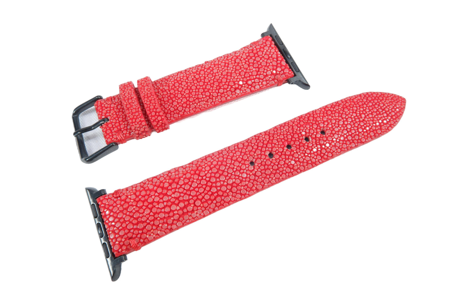 Genuine Polished Stingray Skin Leather Watch Strap Compatible with Apple Watch Ultra 1/2 Series 9/8/7/6/5/4/3/2/1/SE/SE2