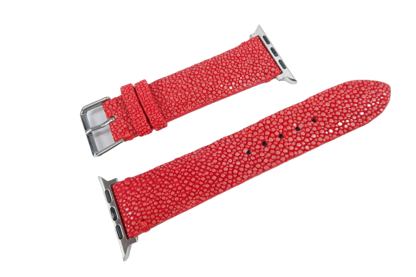 Genuine Polished Stingray Skin Leather Watch Strap Compatible with Apple Watch Ultra 1/2 Series 9/8/7/6/5/4/3/2/1/SE/SE2